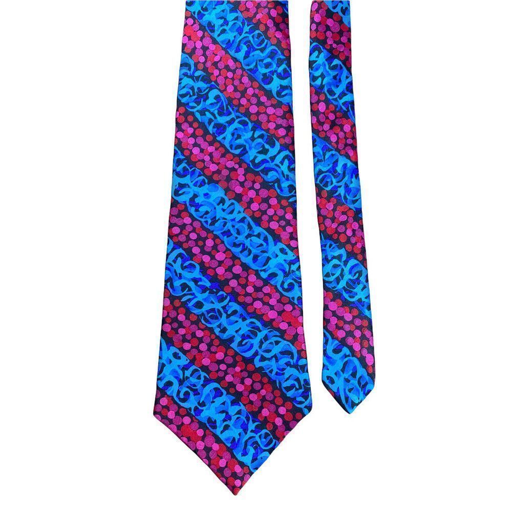 Saia Silk Multicolor Colorful Geometric Print Classic Men's Tie